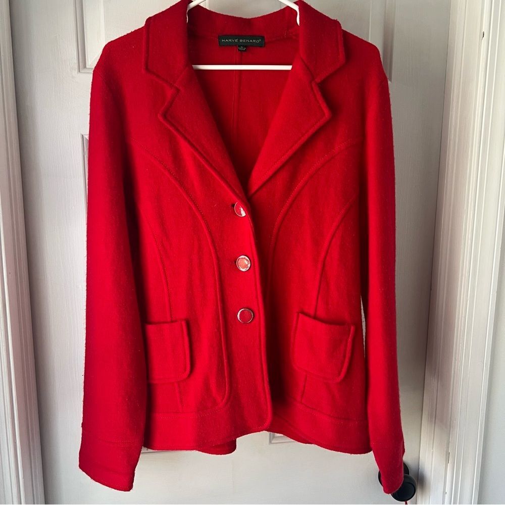 Harve Bernard Women’s Red Wool Blend Blazer sz XL